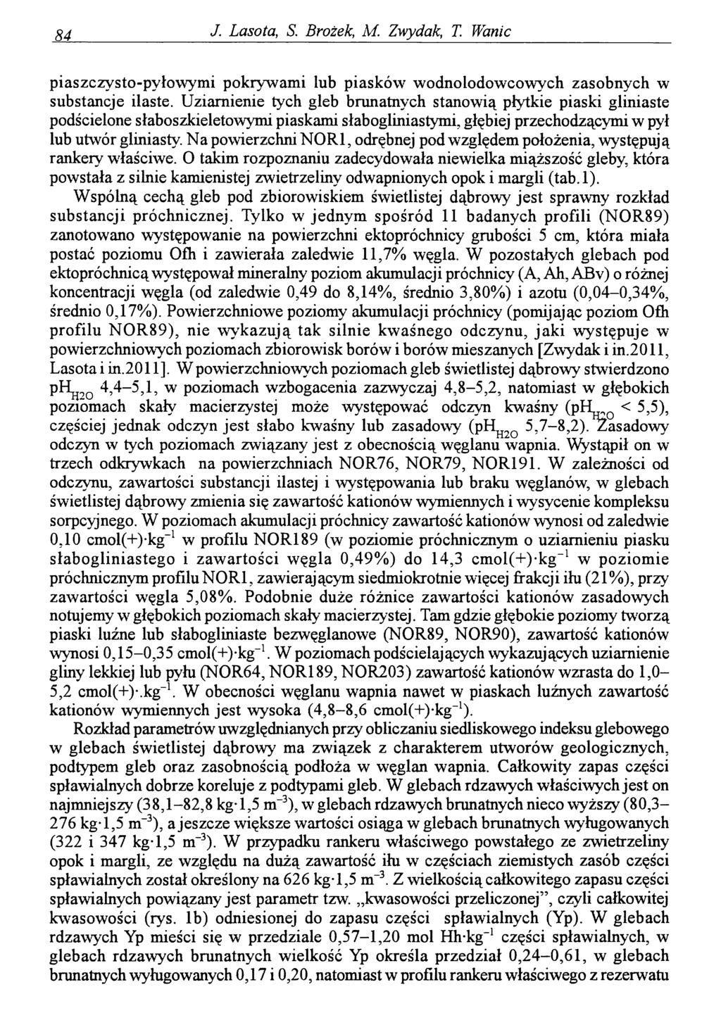 84. J. Lasota, S. Brożek, M. Zwydak, T. Wanic piaszczysto-pyłowymi pokrywami łub piasków wodno lodowcowych zasobnych w substancje ilaste.