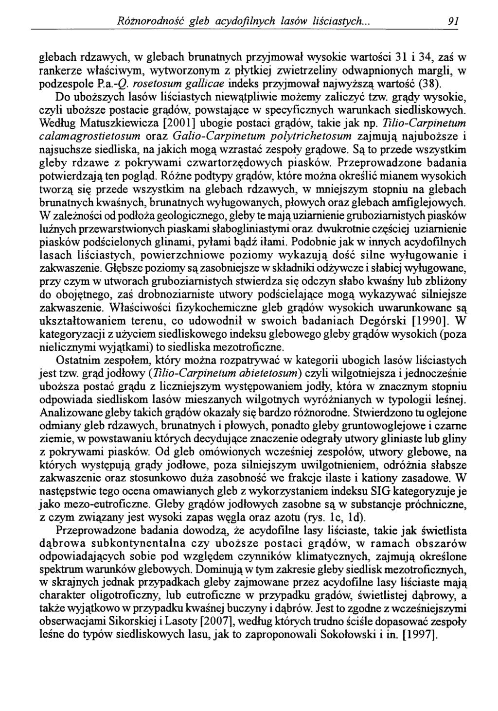 Różnorodność gleb acydofilnych lasów liściastych.