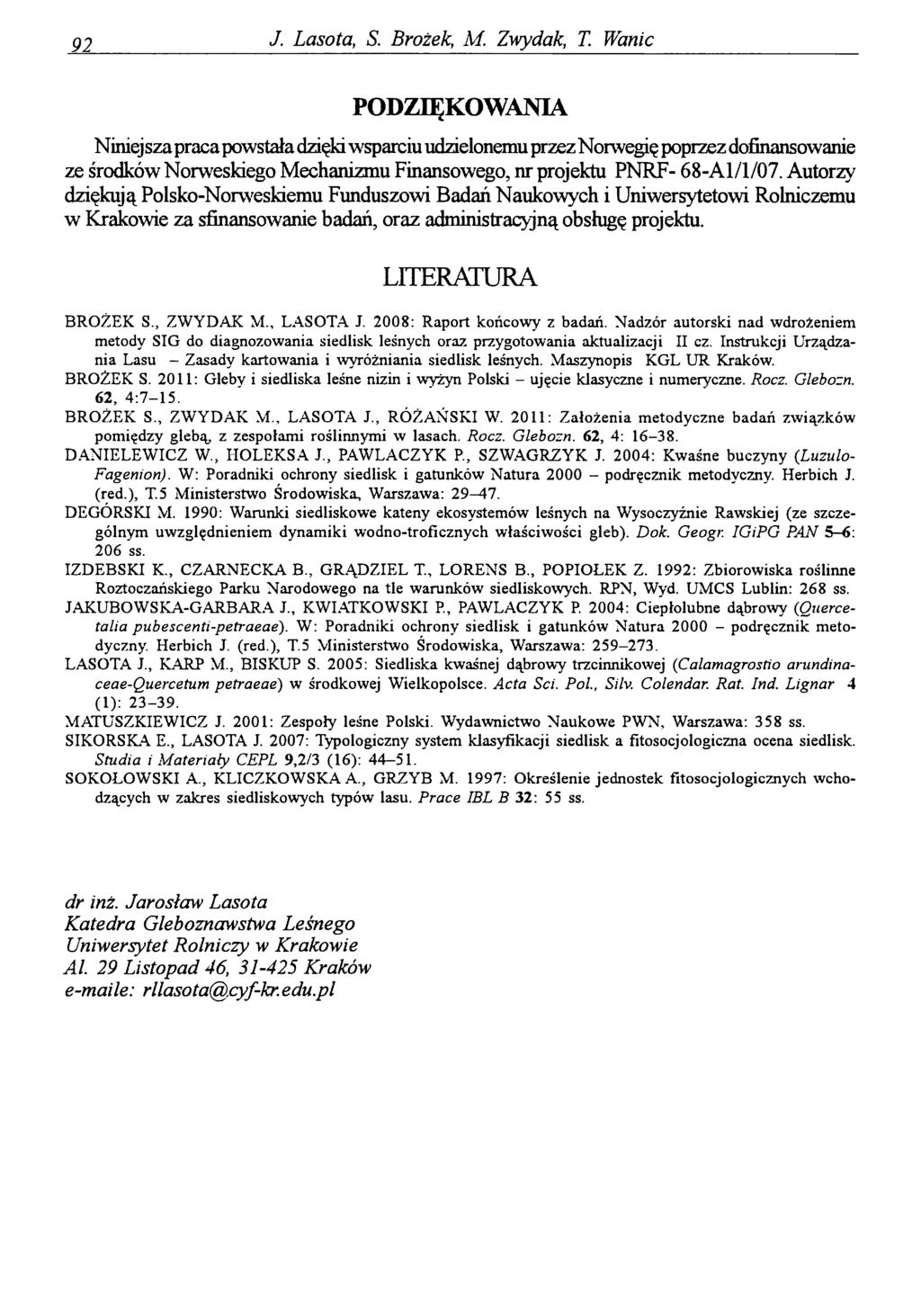 91 J. Lasota, S. Brożek, M. Zwydak, T.