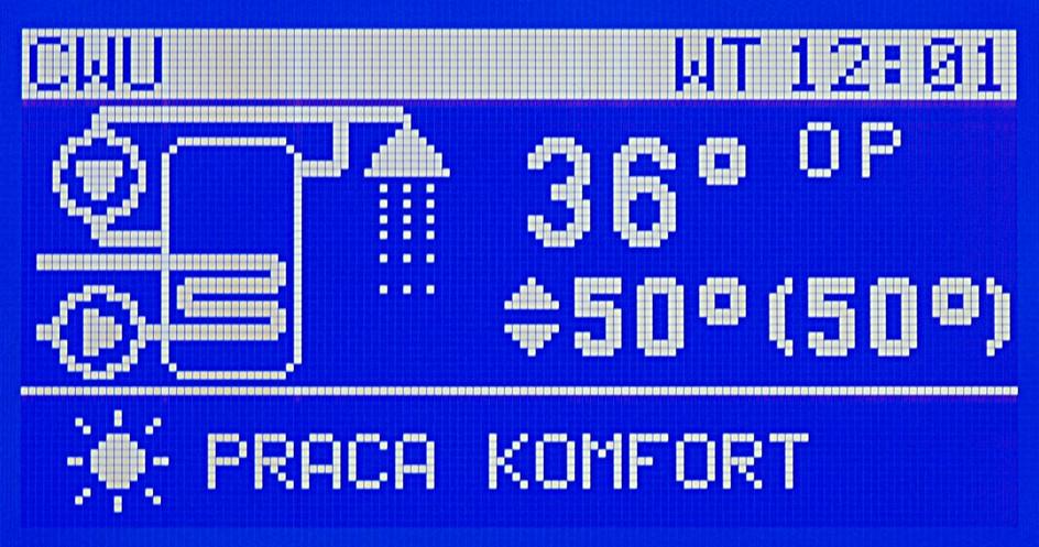 2.12 Ustawianie temperatury zadanej CWU Regulator może nie wyświetlać okna obwodu CWU jeżeli obsługa mieszacza jest wyłączona w parametrze serwisowym F.