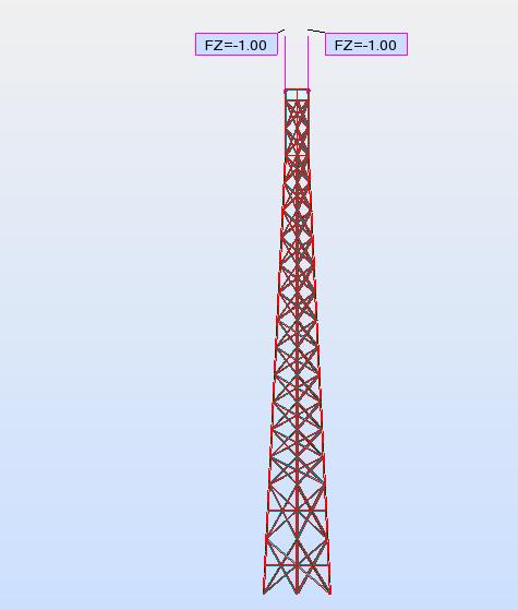 Rys. 1. Model D wieży stalowej Fig. 1. D FEM model of the steel tower Rys.. ierwsza postać wyoczenia dla modułu Younga (lewy wykres) oraz dla średnicy krawężników (prawy wykres) Fig.