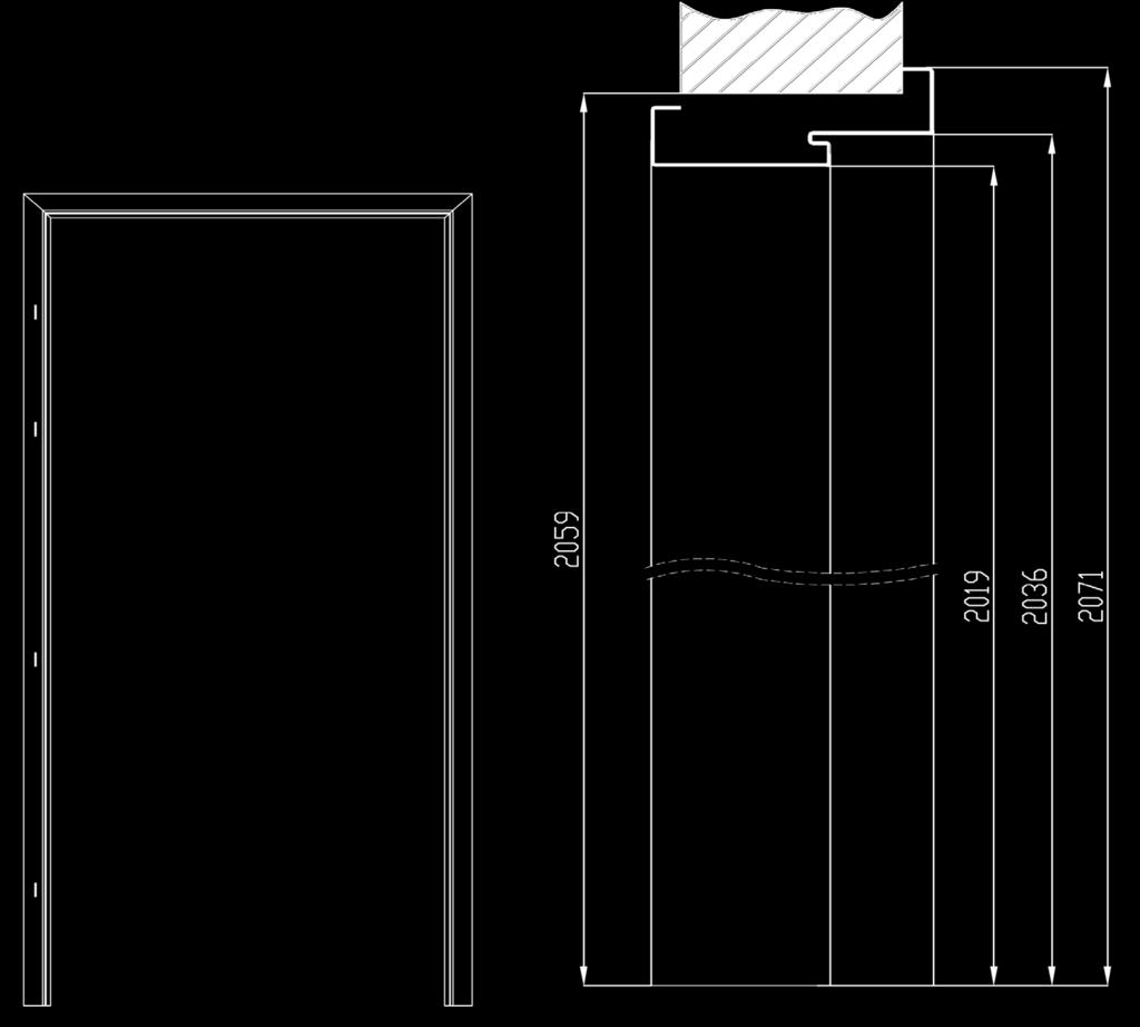 proponowany wymiar montażowy ościeżnicy D - wymiar po zewnętrznej stronie ościeżnicy szerokość A B C D 60 634 600
