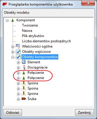 Komponent zostanie dodany w modelu oraz w katalogu Aplikacje i komponenty. Komponenty podrzędne są wyświetlane w (strona 31) wraz z innymi obiektami komponentów: 10. Aby później zmienić ustawienia: a.