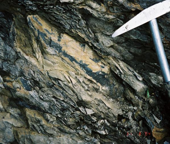 przeprowadzono badania mineralogiczne i geochemiczne w utworach o strukturze bloki w matriks.