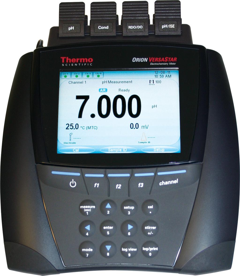 Thermo Scientific Orion VERSA STAR Advanced Electrochemistry Meter Cechy i zalety: Ten wszechstronny Miernik posiada duży, kolorowy graficzny wyświetlacz LCD.