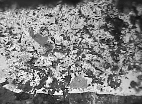 The coat obtained in bath with 17% Si after: a 60s; b 120s; c 180s Na grubość warstwy alfinowanej wpływa również wysokość chropowatości Rz powierzchni alfinowanej, wynikająca z rodzaju i parametrów