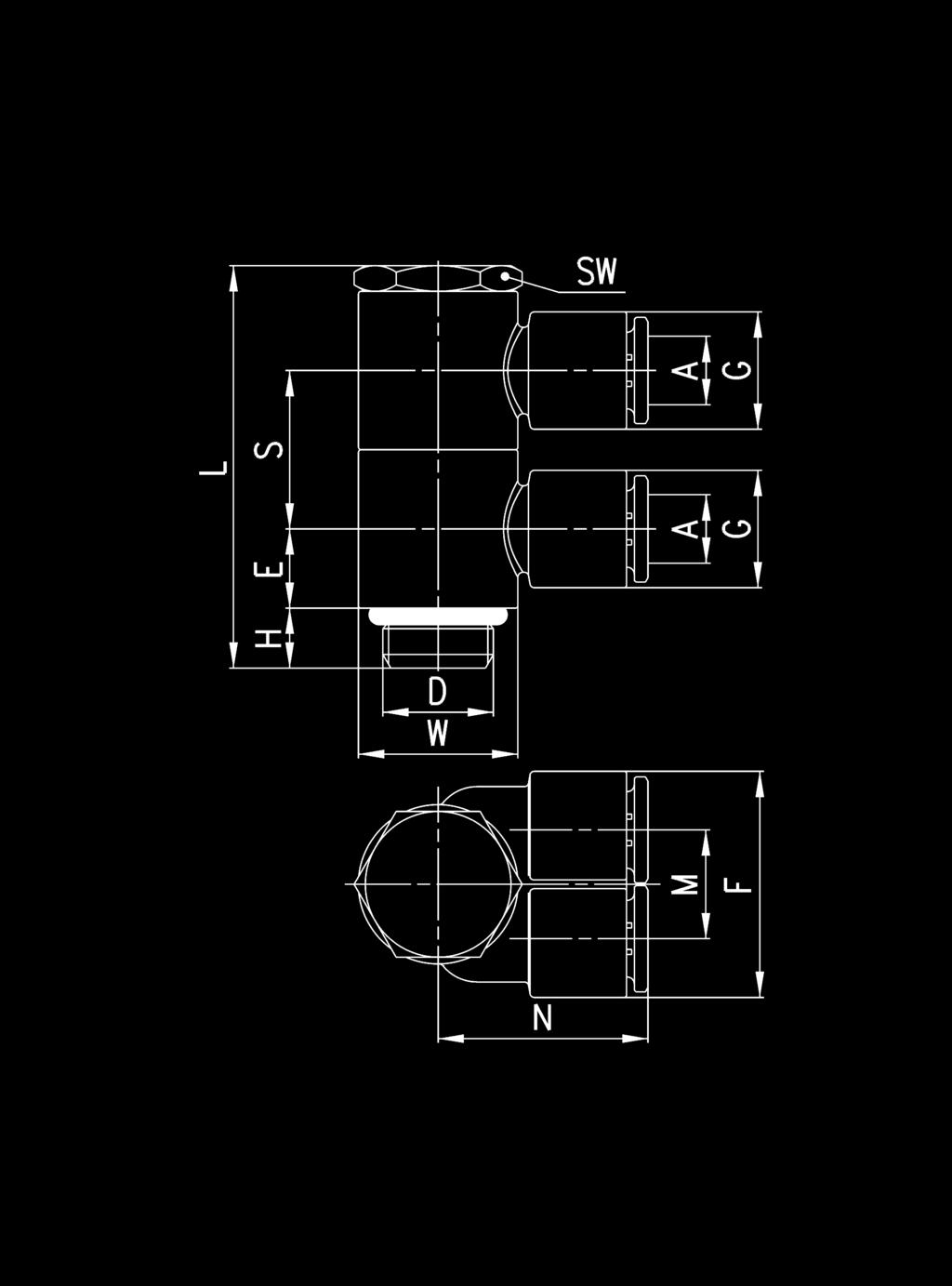 KATALOG > Wydanie 8.7 > Szybkozłącza wtykowe zwarte serii 7000 Złącza mod. 762 02 Kompletny podwójny korpus regulowany z gwintem BSP Banjo podwójne Mod.