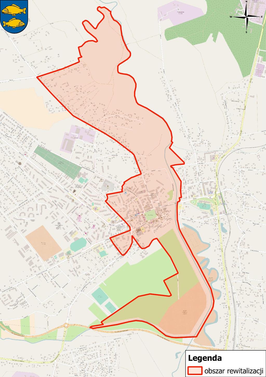 Mapa 2 Granice wyznaczonego obszaru rewitalizacji na terenie