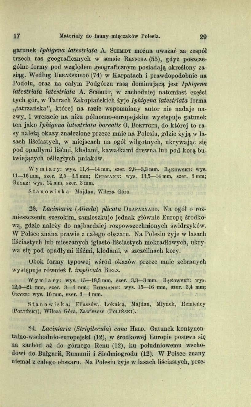 17 Materiały do fauny mięczaków Polesia. 29 gatunek Iphigena latestriata A.