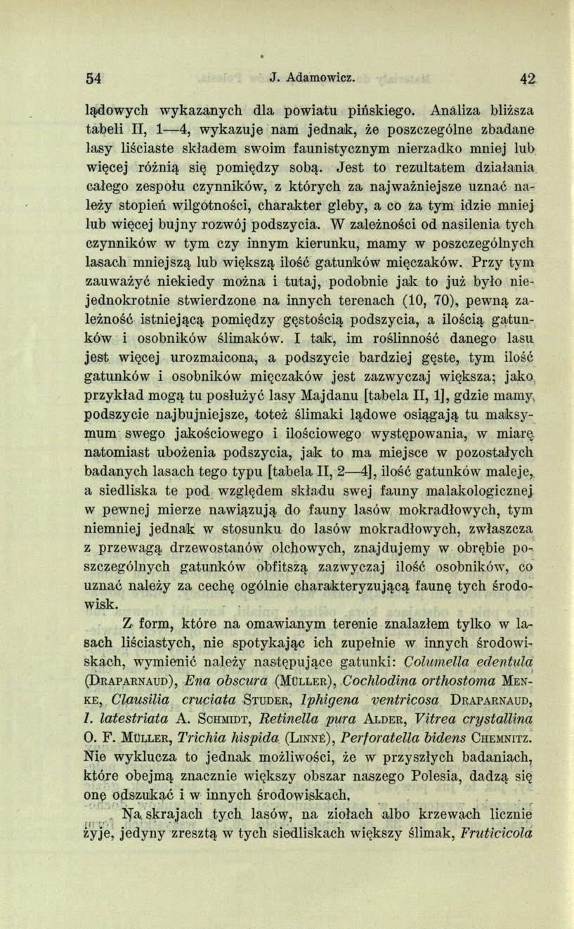 54 J. Adamowicz. 42 lądowych wykazanych dla powiatu pińskiego.