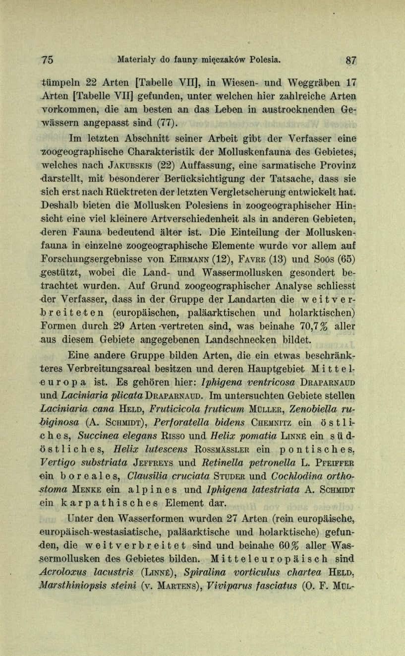 75 Materiały do fauny mięczaków Polesia.