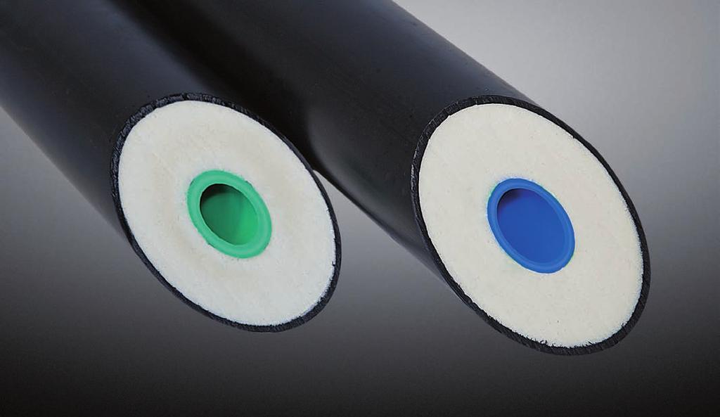 CECHY SYSTEMU 1 Izolacja Tworzywo Systemy rurociągów aquatherm ISO są izolowane za pomocą twardej pianki PUR.