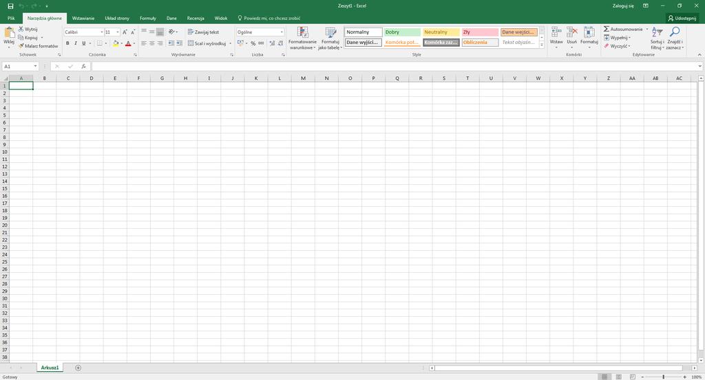 Arkusz strona zawierająca informacje Dokumenty Excela