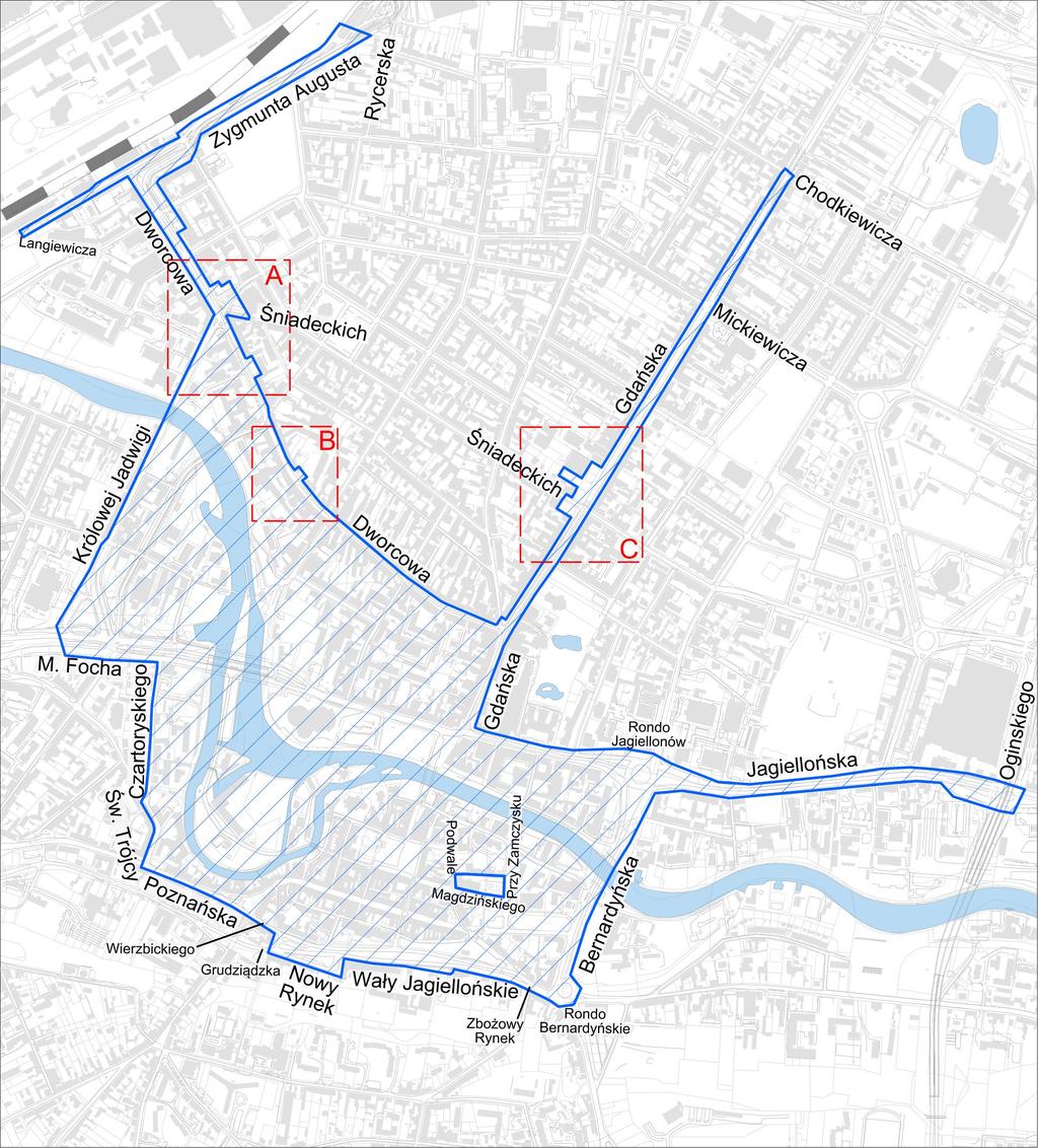 Załącznik Nr 1 do Uchwały Nr XXIX/532/16 I. Mapa Strefy Śródmiejskiej II. Granice Strefy Śródmiejskiej wyznacza istniejąca linia zabudowy ulic: 1.