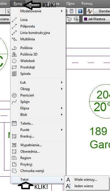 INSTRUKJA KOMPUTEROWA z Rysunku technicznego i geometrii wykreślnej Pozostałe bloki wstawiamy w analogiczny sposób wybierając odpowiednie miejsca. Wstawiamy opisy pomieszczeń.