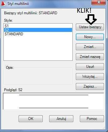 INSTRUKJA KOMPUTEROWA z Rysunku technicznego i geometrii wykreślnej 6. Instalacja.O. Zgodnie ze wskazówkami z punktu 1. Tworzymy nowy styl multilini.