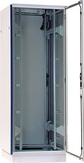 Szafa stojàca - TiRAX 19 dla rozwiàzaƒ przemys owych IP 54 TiRAX active demontowana stalowa rama os ony boczne z zamkami standardowymi frontowe drzwi ze wzmocnionej bezpiecznej szyby, zamykane na
