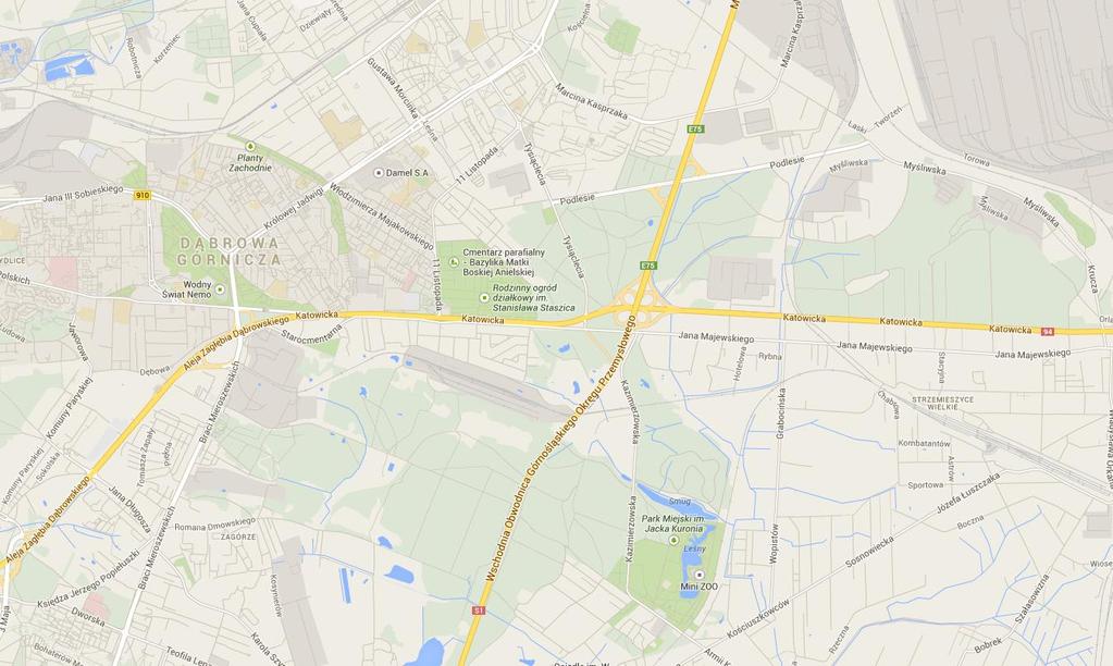 Lokalizacja inwestycji (http://maps.google.pl) Rysunek 1. Lokalizacja planowanej inwestycji na terenie miasta Dąbrowa Górnicza 2.