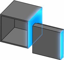 Lekcja krok po kroku 6. Wybrać podświetlone ściany w każdym komponencie: Do ścian będzie zastosowane wiązanie wspólne, a pokrywka dopasowana zostanie do pudełka. 7. Kliknąć dwukrotnie.