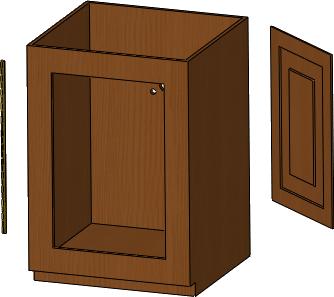 Złożenia Podzespół drzwi, szafka oraz zawias Dla każdego dokumentu podzespołu, przed dodaniem wiązań między komponentami należy wykonać następujące czynności: Załadować i zakotwiczyć pierwszy