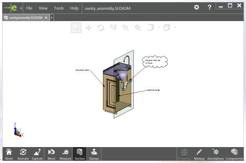 Zadania inżynieryjne Dane wyjściowe SOLIDWORKS Animator Konfiguracje Widoki rozstrzelone Przeglądanie animacji utworzonych w aplikacji SOLIDWORKS Animator i obserwacja w czasie rzeczywistym sposobu