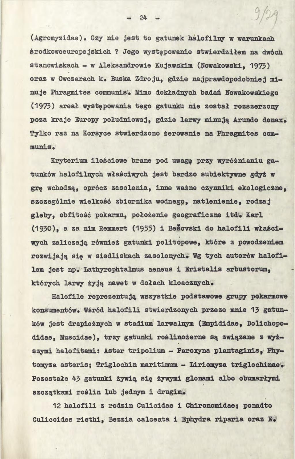 (Agromyzidae)«Czy nie jest to gatunek halofiliçr w warunkach środkowoeuropejskich?