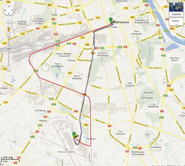 samochód/bus/ taxi) Lokalizacja Lotniska Chopina skala makro względem