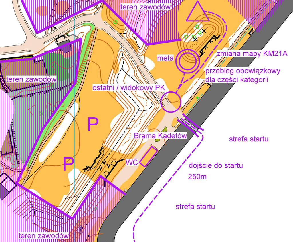 2 Mapka sytuacyjna CZ Biuro znajduje się w CZ tuż obok mety. Czynne od godziny 14:00. e Teren objęty jest kwarantanną od godziny 14:00 w dniu.