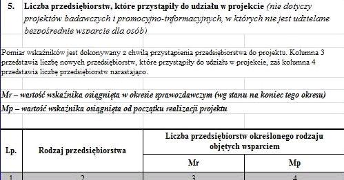 Obliczanie liczby przedsiębiorstw Tabela 5 - Tabelę należy wypełnić