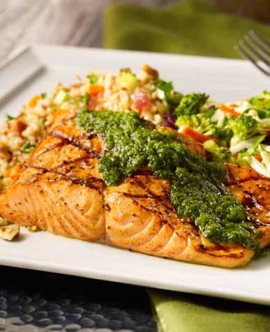 CHIMICHURRI SALMON 63 ZŁ Filet z łososia grillowany z sosem Chimichurri oraz dwoma dodatkami do wyboru.