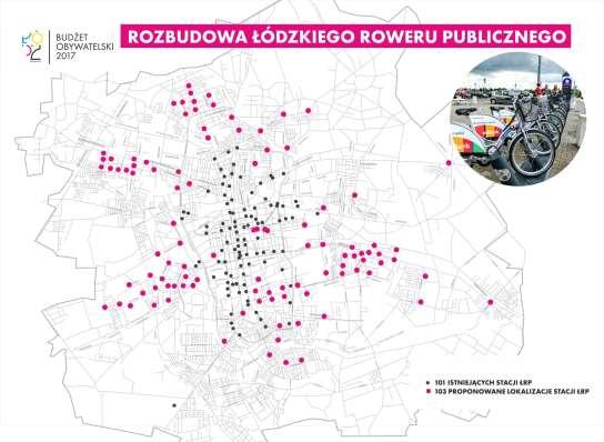 ŁÓDZKI ROWER PUBLICZNY Mieszkańcy zyskają dostęp do roweru publicznego na osiedlach, oraz uzupełnione zostaną