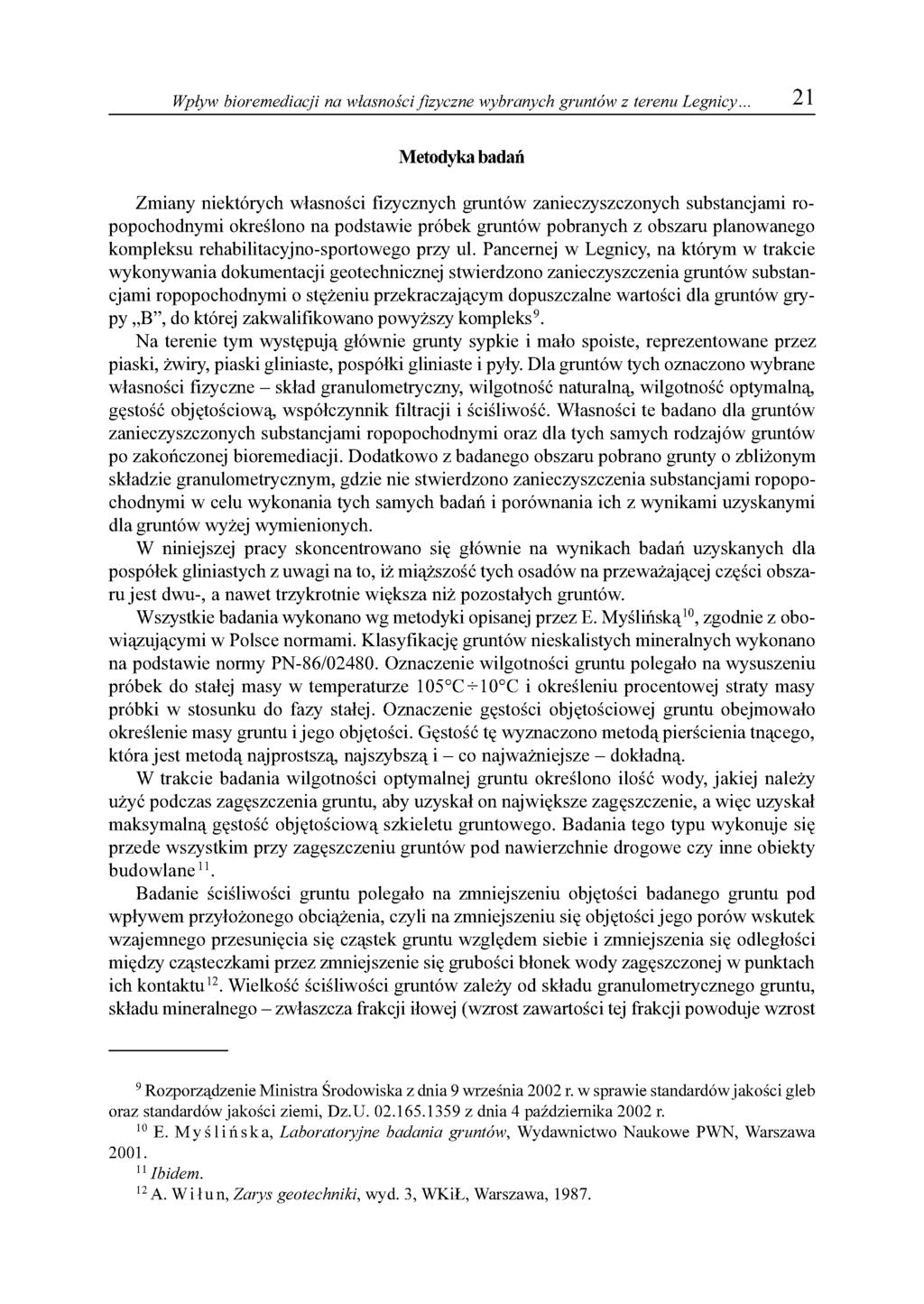 Wpływ bioremediacji na własności fizyczne wybranych gruntów z terenu Legnicy.