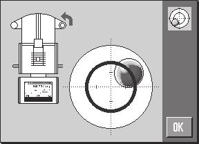 1 Klik op [LevelGuide] in de waarschuwingsmelding om de waterpashulp te starten. ð Venster met peilglas wordt in realtime weergegeven. 2 Let op het peilglas op het scherm.