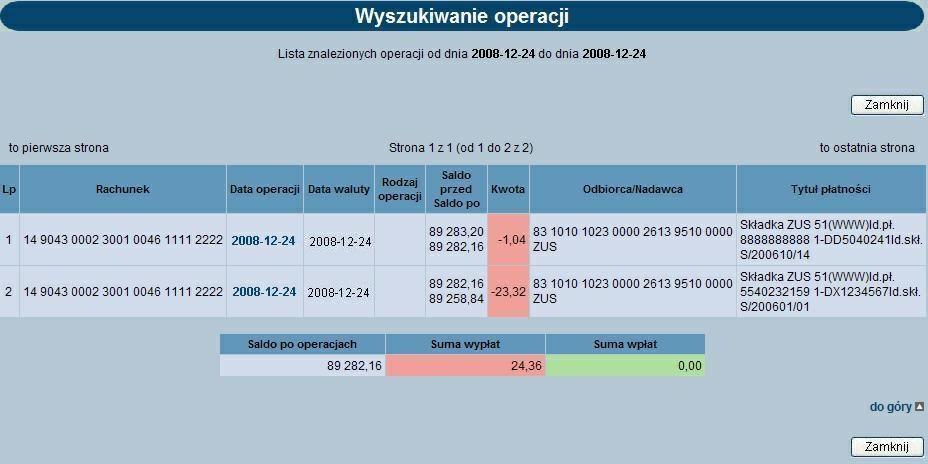 Rozdział 6 Rachunki Saldo przed/saldo po saldo przed wykonaniem operacj i oraz po j ej wykonaniu Kwota kwota operacj i Odbiorca/Nadawca nazwa odbiorcy lub nadawcy