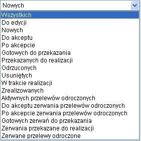 Rozdział 7 Przelewy Sposób sortowania Wstawiając znacznik w polu Odwrotnie decydujemy o zamianie kolejności wyświetlania danych.