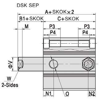 DSK-SEP jednostronnego działania (wysuw sprężyną) Zakres średnic: Ø12 do Ø63 DSK#.
