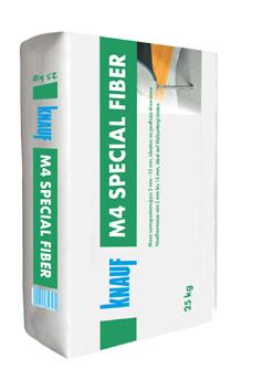 SYSTEMY PODŁOGOWE /WYLEWKI CEMENTOWE KNAUF M4 SPECIAL FIBER Masa samopoziomująca z włóknem 2-15 mm Specjalna zaprawa samopoziomująca wzmocniona włóknami do wyrównywania podłoży z drewna, płyt