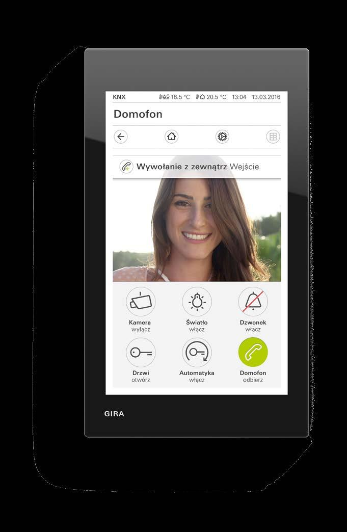 Elegancki system domofonowy Gira G1 jako unifon: W połączeniu z bramką domofonową Gira IP i wideobramofonen Gira z kolorową kamerą, Gira G1 można wykorzystywać także jako w pełni funkcjonalny unifon.