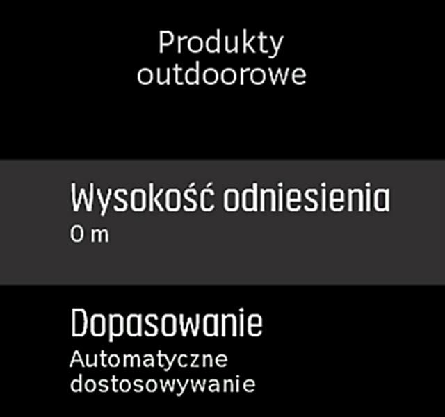Alternatywnie można użyć funkcji FusedAlti (patrz 3.3.1 FusedAlti), aby automatycznie ustawić punkt odniesienia. Ustaw punkt odniesienia na podstawie ustawień w części Produkty outdoorowe. 3.3.1 FusedAlti Funkcja FusedAlti TM zapewnia odczyty wysokości będące połączeniem wysokości barometrycznej i GPS.