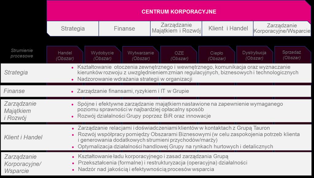 Zasady zarządzania Grupą TAURON Grupę TAURON tworzą wybrane przez Zarząd spółki Grupy Kapitałowej TAURON, które zarządzane są łącznie jako jednolity organizm gospodarczy złożony z autonomicznych