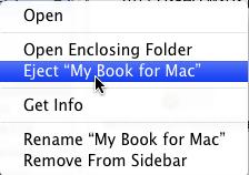 Za pomocą wpisu dysku My Book for Mac w programie Finder 1.