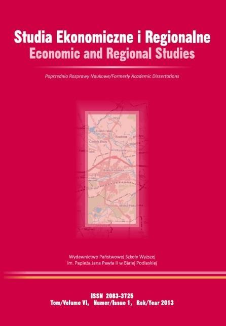 121. Studia Ekonomiczne i Regionalne/ Economic and Regional Studies, Tom/Volume VI, Numer/Issue 1,