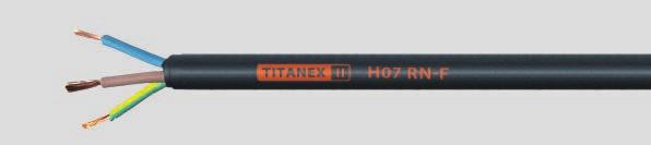 TITANEX H07 RN-F 450/750 V przewód przemysłowy, giętki I ETIM Class-ID: EC001578 Opis klasy: Przewód giętki Przewód wodoszczelny, przemysłowy, giętki elastycznie od 25 C do +55 C stacjonarnie od 25 C