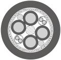 TOPSERV 121 PUR zgodny ze standardem INK INDRAMAT serwoprzewód do prowadnic kablowych, 0,6/1 kv, opona PUR, giętki, metrowany N Specjalny przewód do prowadnic kablowych w izolacji poliuretanowej PUR