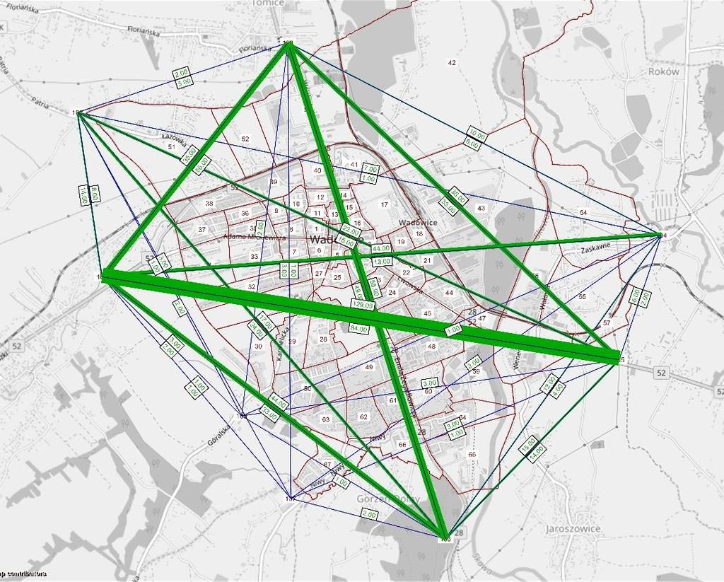 Pomiary ruchu tranzytowego pomiary w dzień roboczy, szczyt poranny i popołudniowy zapis numerów tablic rejestracyjnych największy ruch tranzytowy