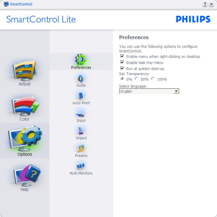 SmartImage Lite Umożliwia zmianę ustawień w celu uzyskania lepszych ustawień wyświetlania, w zależności od zawartości.