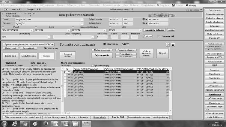 kryzysowych w programie e- CZK jest rejestracja zdarzenia.