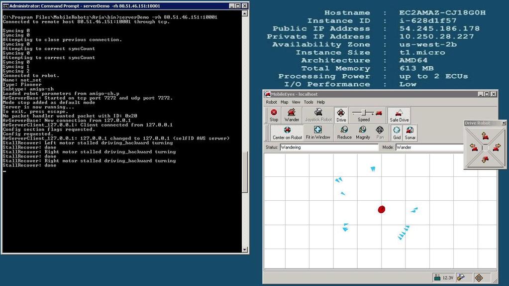 pośrednictwem protokołu tcp/ip oraz udostępniający dane sensoryczne robota i umożliwiający sterowanie robotem (komenda serverdemo -rh {adresip:port}).