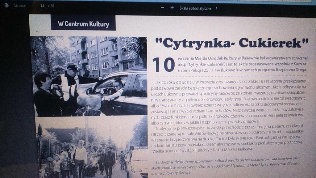 Zajęcia pozalekcyjne związane z bezpieczeństwem ruchu drogowego Świetlica szkolna W ramach pracy świetlicy szkolnej we wrześniu i w październiku były prowadzone zajęcia dodatkowe związane z