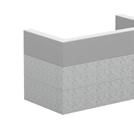 Ściany Ściana Sand o grubości 150 mm zbudowana jest z płyty meblowej obłożonej trudnopalną pianką poliuretanową o gęstości 35 kg / m 3 oraz tkaniną tapicerską.
